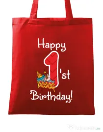 Sacosa din panza Happy Birthday! Rosu