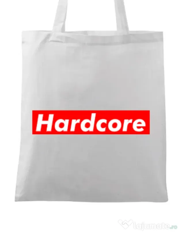 Sacosa din panza Hardcore Alb