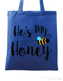 Sacosa din panza He is my honey Albastru regal
