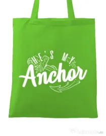 Sacosa din panza He s my anchor Verde mar