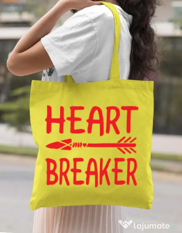 Sacosa din panza Heart breaker Galben