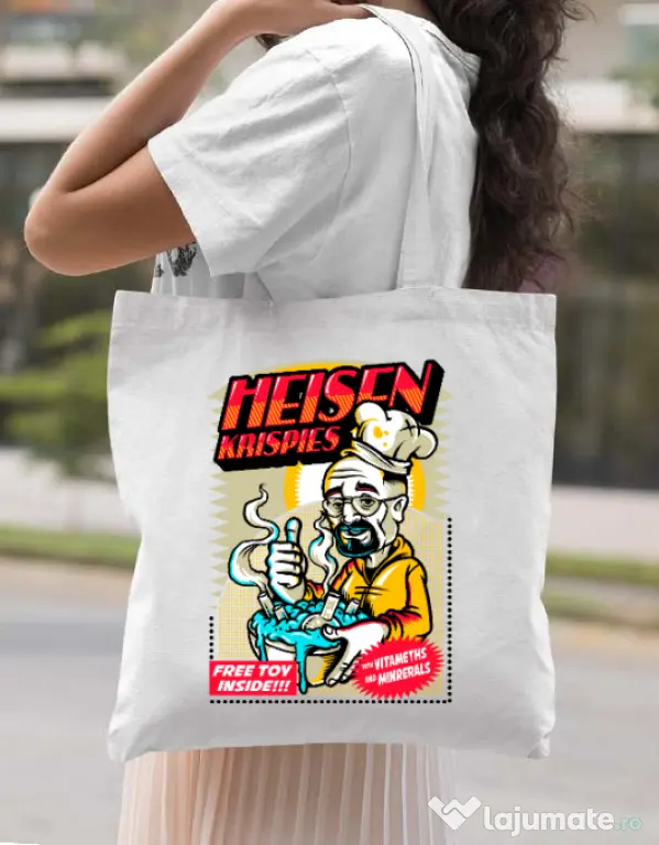 Sacosa din panza Heisen krispies Alb
