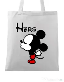 Sacosa din panza Hers Mickey Alb