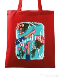 Sacosa din panza High Heels and roses Rosu