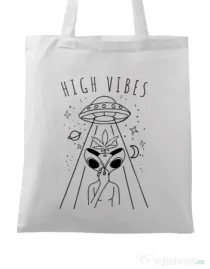 Sacosa din panza High vibes Alb