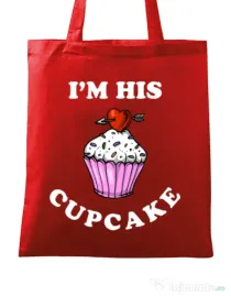 Sacosa din panza His cupcake Rosu