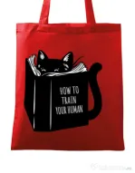 Sacosa din panza How to train your human Rosu