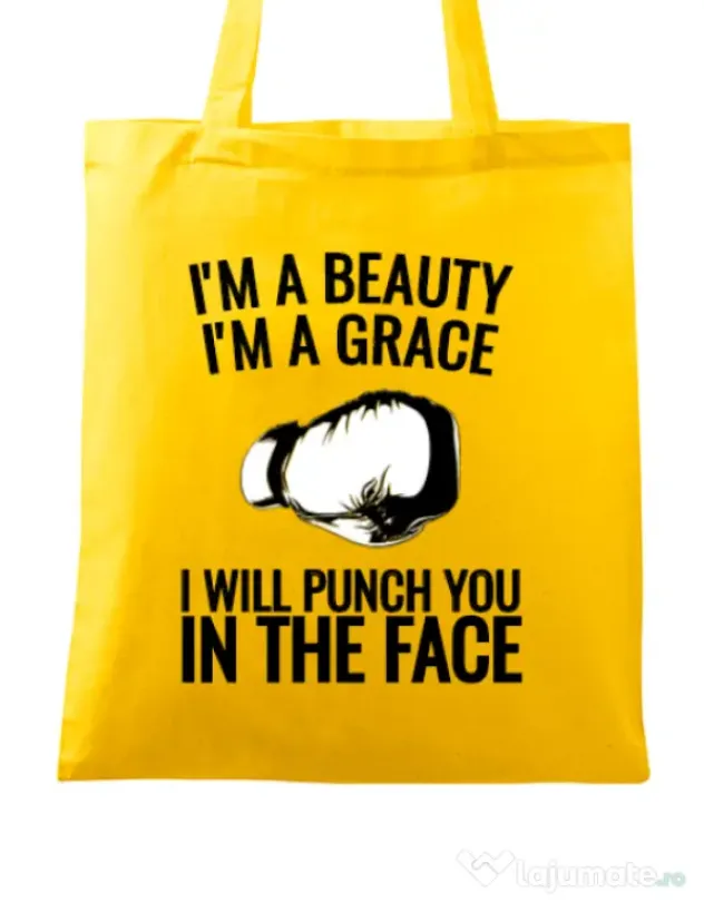Sacosa din panza I am a grace Galben