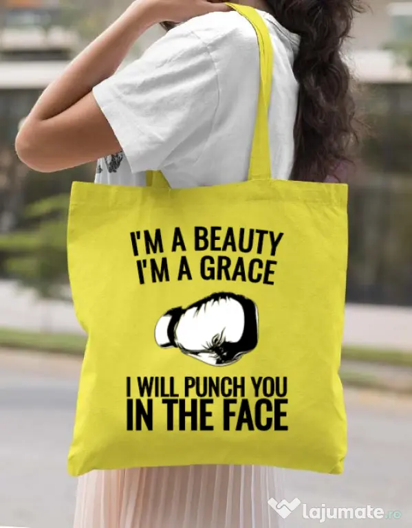 Sacosa din panza I am a grace Galben