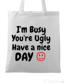 Sacosa din panza I am busy Alb