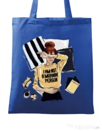 Sacosa din panza I am not a morning person Albastru regal