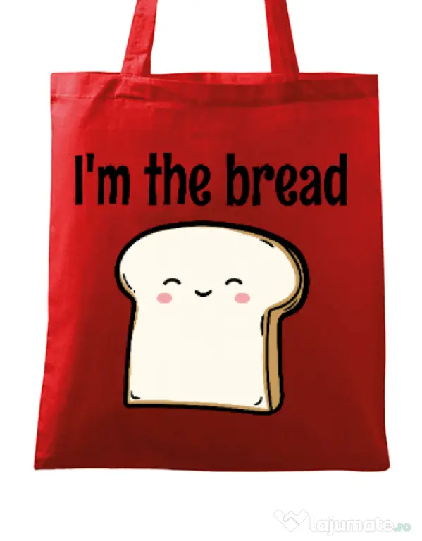 Sacosa din panza I am the bread Rosu
