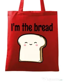 Sacosa din panza I am the bread Rosu