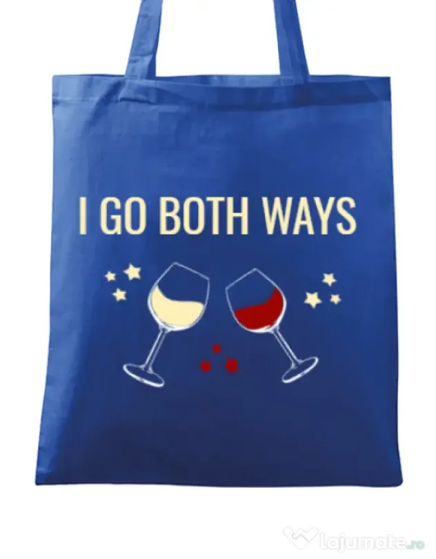 Sacosa din panza I go both ways Albastru regal