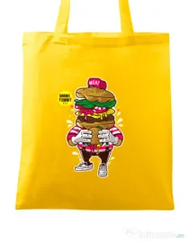 Sacosa din panza I Love Burger Galben