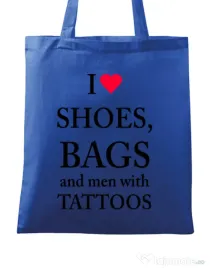 Sacosa din panza I love shoes Albastru regal