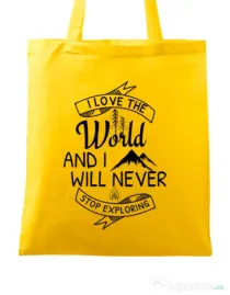 Sacosa din panza I love the world Galben