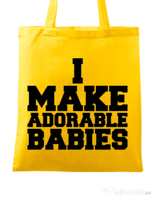 Sacosa din panza I make adorable babies Galben