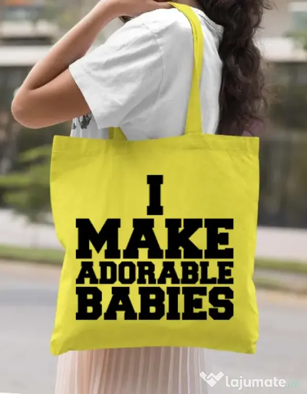 Sacosa din panza I make adorable babies Galben