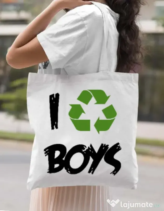 Sacosa din panza I recycle boys Alb