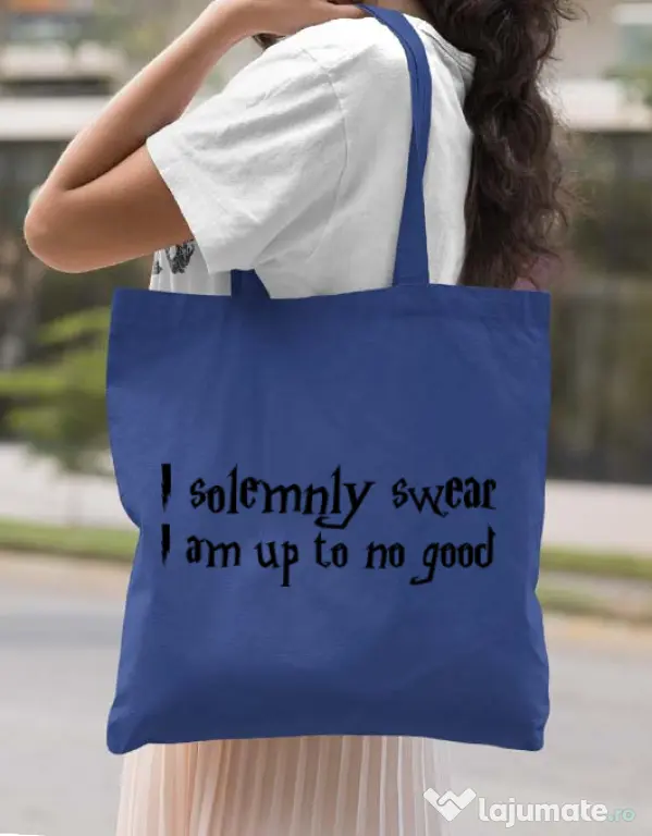 Sacosa din panza I solemnly swear Albastru regal