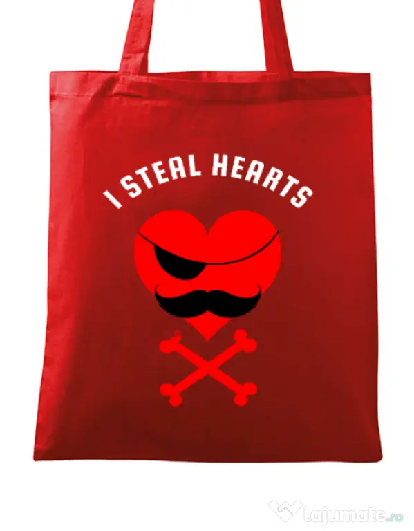 Sacosa din panza I steal hearts Rosu
