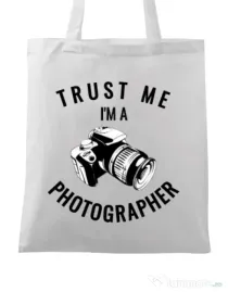 Sacosa din panza I’m a photographer Alb