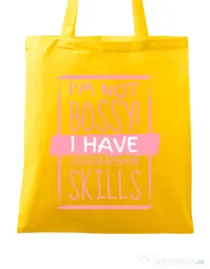 Sacosa din panza I’m not bossy Galben