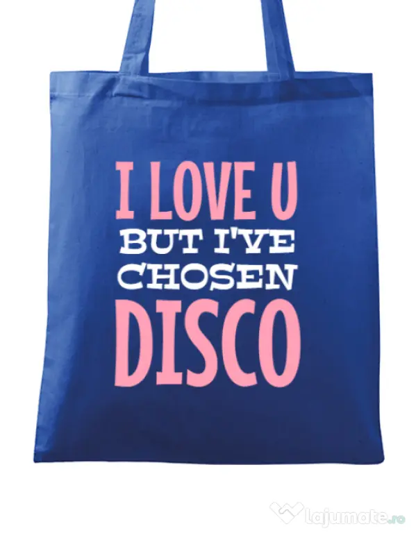 Sacosa din panza I’ve chosen disco Albastru regal