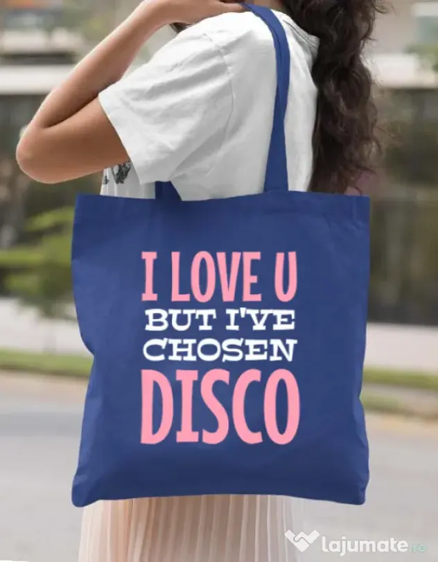 Sacosa din panza I’ve chosen disco Albastru regal