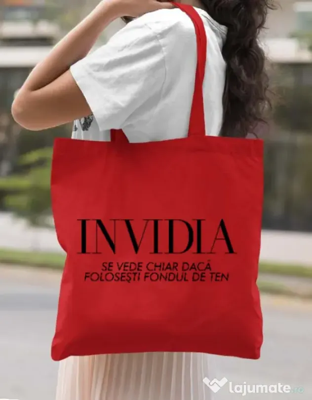 Sacosa din panza Invidia Rosu