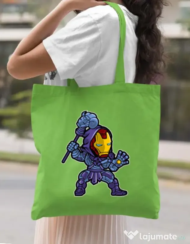 Sacosa din panza Iron Skeletor Verde mar