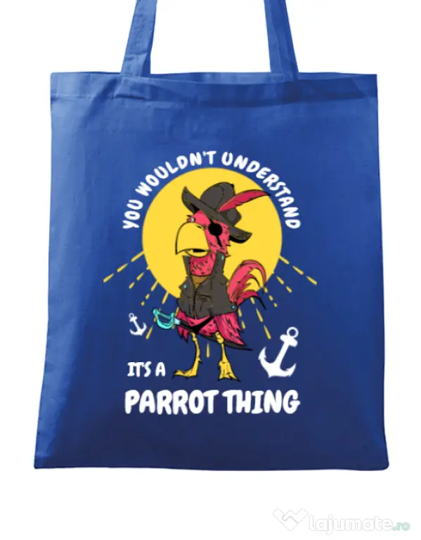 Sacosa din panza It’s a parrot thing Albastru regal