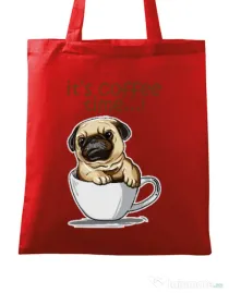 Sacosa din panza Its Coffee Time Rosu