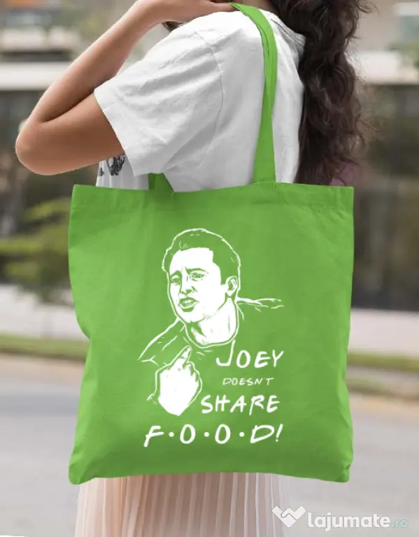 Sacosa din panza Joey doesnt share food Verde mar