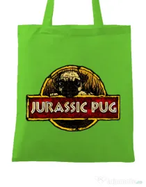 Sacosa din panza Jurassic Pug Verde mar