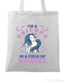 Sacosa din panza Just a unicorn Alb