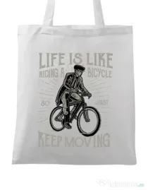 Sacosa din panza Keep moving Alb