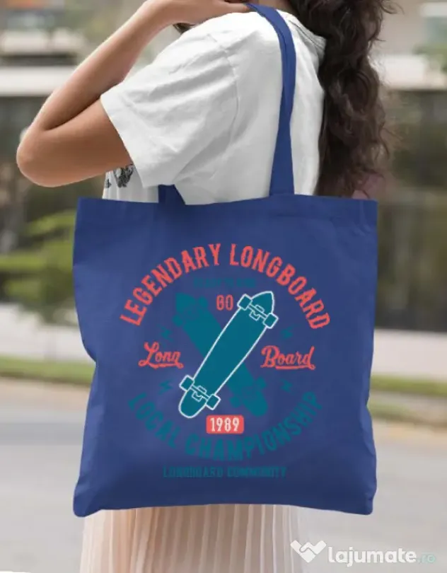 Sacosa din panza Legendary Longboard Albastru regal