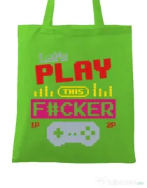 Sacosa din panza Lets play this Verde mar