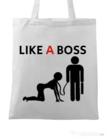 Sacosa din panza Like a boss Alb