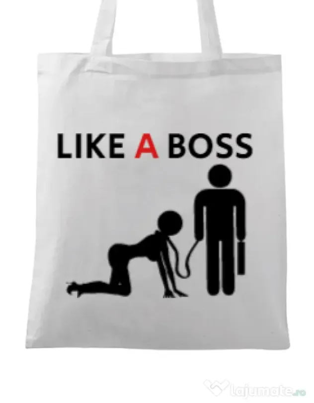 Sacosa din panza Like a boss Alb