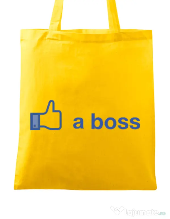 Sacosa din panza Like a boss Facebook Galben