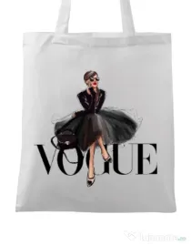 Sacosa din panza Little black tutu Alb