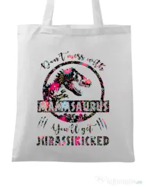 Sacosa din panza Mamasaurus Alb