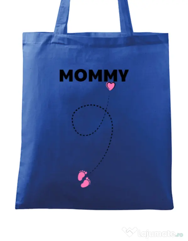 Sacosa din panza Mommy Albastru regal