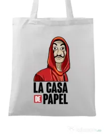 Sacosa din panza Money heist Alb