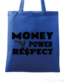Sacosa din panza Money, power,respect Albastru regal