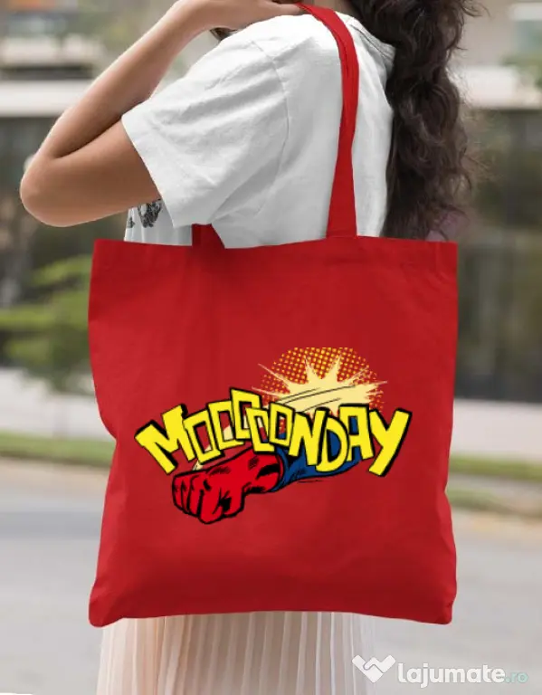 Sacosa din panza Mooonday Rosu