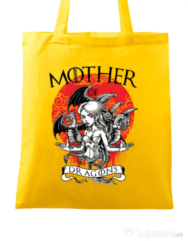 Sacosa din panza Mother of dragons Galben